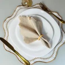Kit Jogo Americano Sousplat Bordado Paris Suplat de Mesa Posta Com Guardanapos Simples Bege
