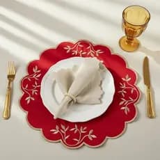 Kit Jogo Americano Toquio Sousplat Bordado Suplat de Mesa Posta Com Guardanapos