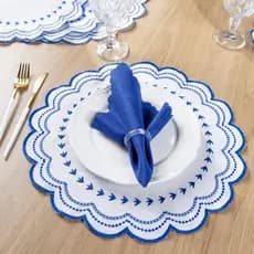 Kit Jogo Americano Sousplat Bordado Suplat de Mesa Posta Com Guardanapos