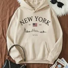 Moletom Canguru Unissex Feminino Estampa New York Estilosa Premium Inverno Confortável Elegante