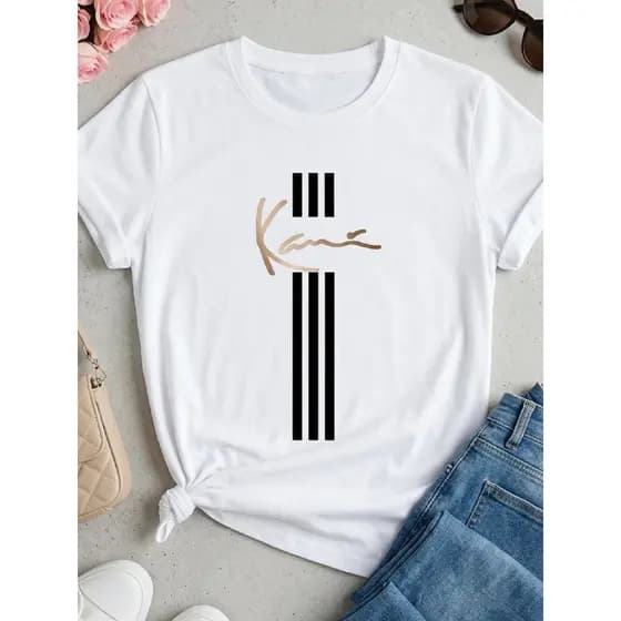 Camiseta Básica Casual Feminina Estampada Ka Listras Estilosa Premium Academia Treino Presente