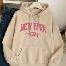 Moletom Canguru Unissex Feminino Estampa New York Rosa Estilosa Premium Inverno Confortável Elegante