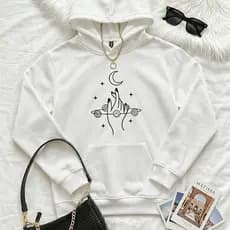 Moletom Canguru Unissex Feminino Estampa Planetas Estilosa Premium Inverno Confortável Elegante