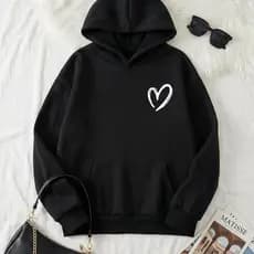 Moletom Canguru Unissex Feminino Estampa Coração Pequeno Premium Inverno Confortável Elegante
