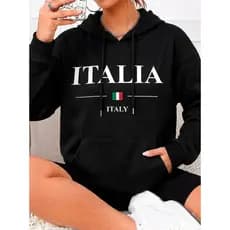 Moletom Canguru Unissex Feminino Estampa Italia Estilosa Premium Inverno Confortável Elegante