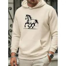 Moletom Canguru Unissex Masculino Cavalo Estiloso Premium Inverno Confortável Elegante