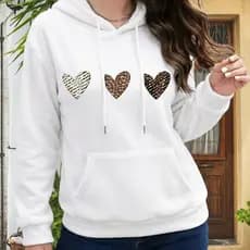 Moletom Canguru Unissex Feminino Estampa 3 Corações Estilosa Premium Inverno Confortável Elegante