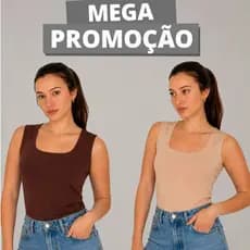 Kit 2 Regata Blusa Decote Quadrado Feminina Suplex Básica