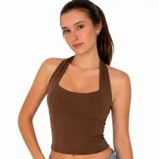 Blusa Cropped Top Halter Feminina Frente Única blusa Costa Nua