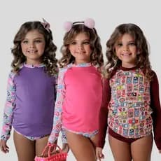 Conjunto UV Infantil Feminino Proteção Blusa Térmica 50+ 2 4 6 8 anos
