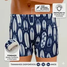 Sunga Boxer Juvenil Premium Menino Estampada Natação Praia Piscina Proteção UV forrada 10 12 14 anos