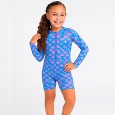 Macacão Infantil Praia Banho Feminino Proteção Solar Uv Natação Surf Piscina 4 6 8 anos