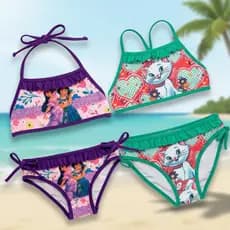 KIT 2 Biquínis Infantil Menina Praia/Piscina Personagem com Babado Forrado