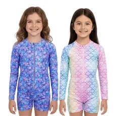 KIT 2 Macacão Maiô Infantil Natação Praia Piscina Feminino Menina Banho