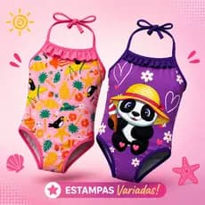 KIT 2 Maiôs Infantil Feminino Natação Praia Piscina Menina Forrado 2 4 6 8 anos