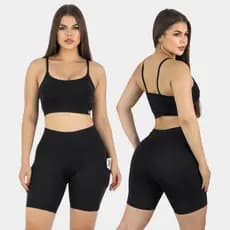 Conjunto Short Com Bolso + Top Fitness Academia Corrida Zero Transparência G e GG