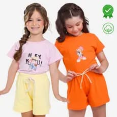 Conjunto Infantil Juvenil Confortável Feminino Short e Blusa Premium Algodão 30.1
