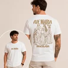 Camiseta Imaculada Ave Maria Nossa Senhora Cristã Fé Católica Religião 100% Algodão