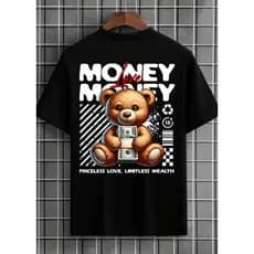 Camiseta Streetwear Urso Money Unissex Algodão premium