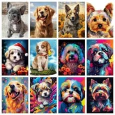 Conjunto Completo De Pintura De Diamante De Cachorro Animal , Acrílico De Decoração De Casa Em Mosaico , Presente Feito