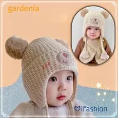 Boné Pulôver GARDENIA , Chapéu De Proteção De Ouvido À Prova De Vento E Frio , Pompom Fofo Urso Quente Balaclava Infanti