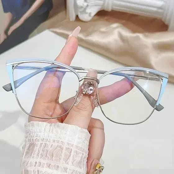Moda Feminina Multicolorida Emenda Armações De Metal Óculos Anti-Azuis Que Mudam De Cor
