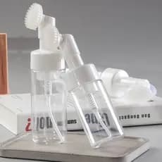 Frasco Pump Espumador Com Escova De Silicone Para Limpeza Facial Skin Care 150ml