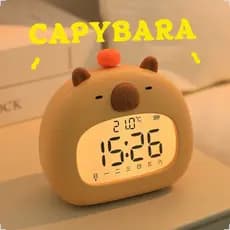 CAPYBARA Despertador Capivara Sem Fio Para Crianças , Relógio Digital Simples Com Bipes Altos E Luz Noturna Ajustável