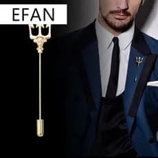 Ouro Prata Moda Pin Terno Broche Trident Dos Homens De Alta-End Broches Maré Pessoas Um Palavra Pin Longo-Tipo