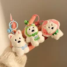 Pequenos presentes para atividades empurrar chaveiro West Highland dos desenhos animados boneca de pelúcia pingente meni