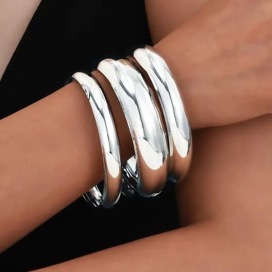 3 Pçs/Set Compre 1 Leve 2 Empilhamento Usando Pulseiras De Metal Simples Conjunto Círculo Superfície Lisa Para Mulheres