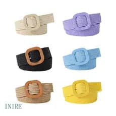 IRE Vintage Boêmio Palha Trançado Cinto Largo Para Fivela Colorida Senhoras Vestido Feminina Cinta Accesso