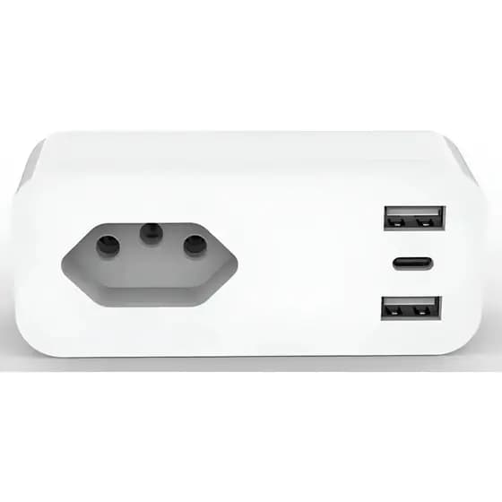 Tomada Inteligente Wi-Fi 3 Pinos 2 USB 1 Tipo-C Alexa Google
