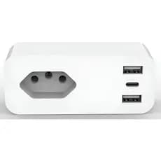 Tomada Inteligente Wi-Fi 3 Pinos 2 USB 1 Tipo-C Alexa Google