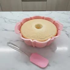 Forma para micro-ondas e Espátula Rapa-tudo de Silicone tudo rosa