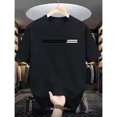 Camiseta Masculina Paris Faixa 100% Algodão Camisa Premium Blusa Casual Básica Gola Redonda Lançamento