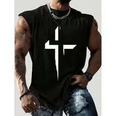 Regata Oversized Camiseta Masculina Cruz Unissex Sem Manga Basica Verao