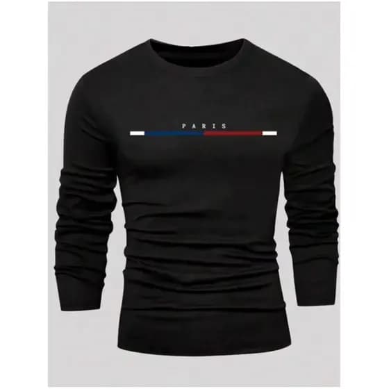 Camiseta Manga Longa Paris 100% algodao Fio 30.1 Gola Redonda