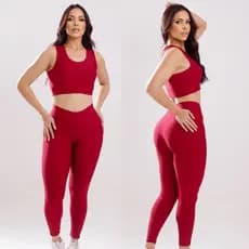 Conjunto Fitness Feminino Calça Legging + Top Suplex Academia Treino
