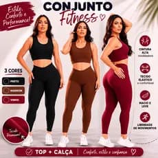 Kit 3 Conjunto Fitness Calça e Top Treino