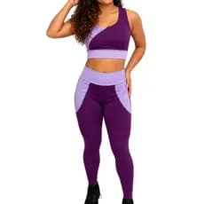 Conjunto Fitness Feminino Poliamida Suplex Top e Legging Cintura Alta Academia