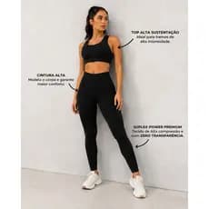 Conjunto Fitness Feminino Calça Legging Cintura Alta + Cropped Suplex Premium Ideal Para Academia