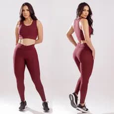 Conjunto Fitness Feminino Academia Legging Cintura Alta e Top Suplex Treino Corrida Yoga