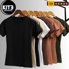 kit 3 Blusas Manga Curta Blusinhas Feminina de Baby Look Camisetas academia Básica Suplex