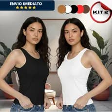 KIT 2 Regata Blusas Regatas Suplex Duplo  Elegante Tendencia Feminina Básica