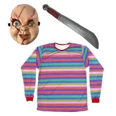 FANTASIA CHUCKY CAMISETA CROPPED HALLOWEEN FACÃO CHUCK