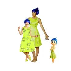 Fantasia Alegria Vestido Divertidamente Com Peruca Azul Adulto Infantil Longo Leve Respirável