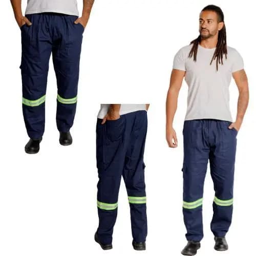 Calça Brim Cargo Trabalho Uniformes Profissional Refletivo 3 Cores 38