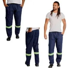 Calça Brim Cargo Trabalho Uniformes Profissional Refletivo 3 Cores 38