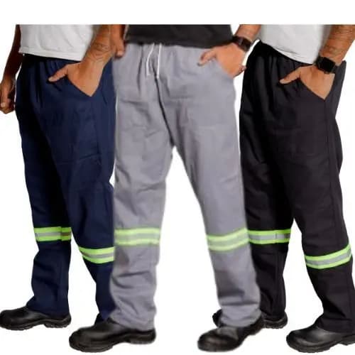 Calça de Brim Reforçada Para Trabalho Calça Cargo com Refletivo 38